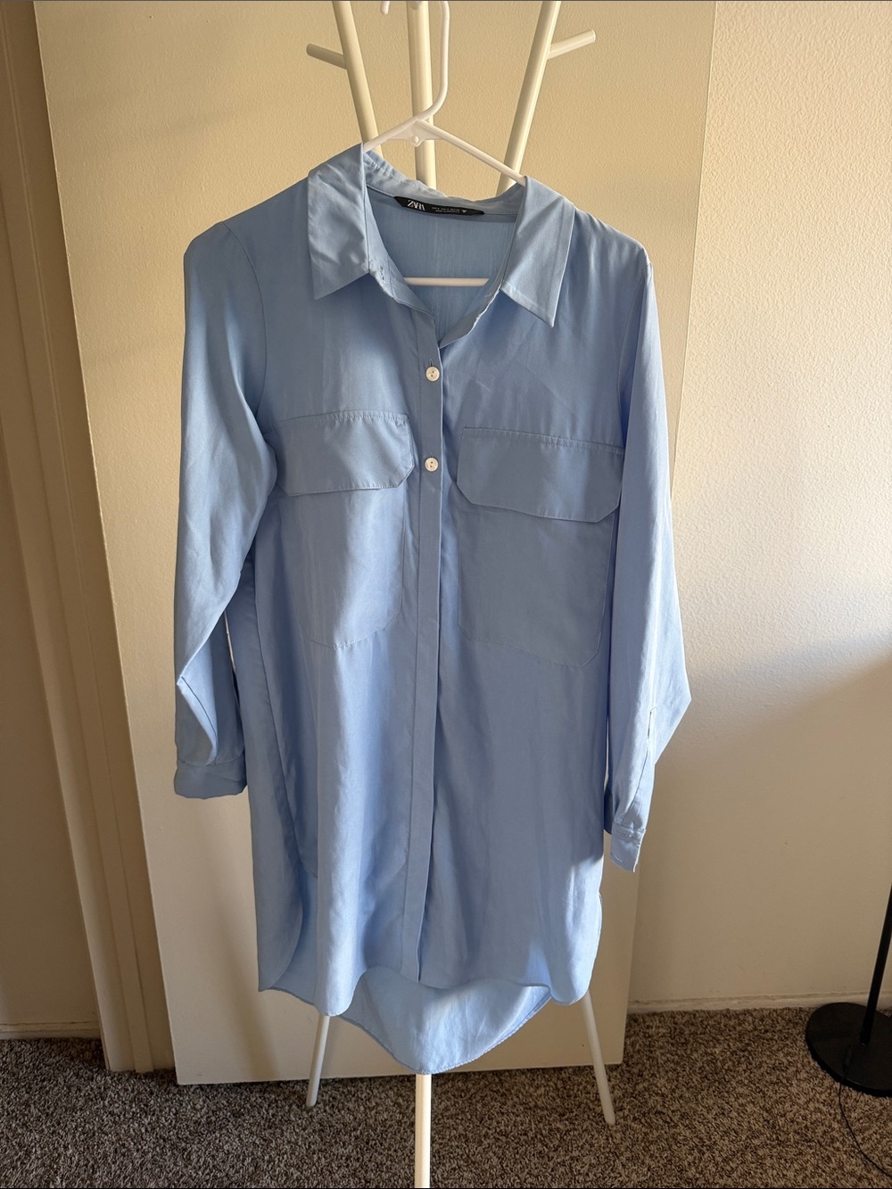 Zara Light Blue Oversized Button-Down Shirt